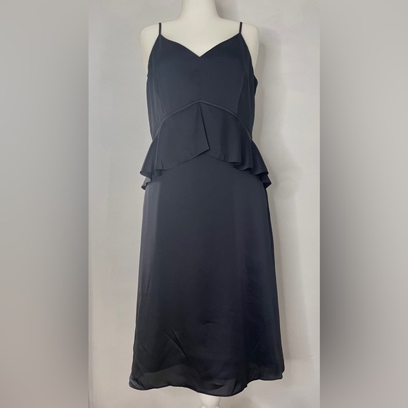 Banana Republic Dresses & Skirts - Banana Republic Knee Length Peplum Waist Satin Dress Size 16 Tall Dark Gray